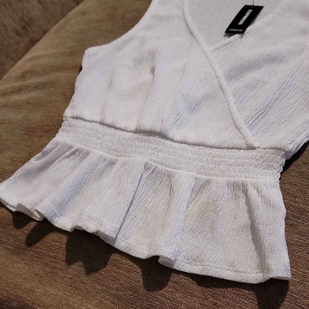 Express White Wrap Top - Picture 2 of 13